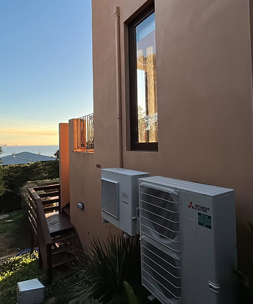 Mitsubishi Heavy Industries outdoor units installed on a coastal home